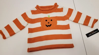 Auténtico Suéter de Halloween Calabaza a Rayas para Niños Talla 12 Meses 100% Algodón ¡NUEVO! Foto 1 de 4