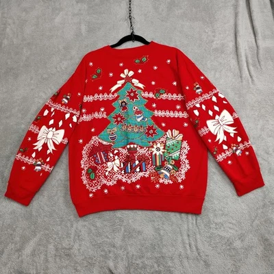 Sudadera Pullover Vintage Años 80 90 Grande Navidad Serigrafiada Retro Hecha en EE. UU. Foto 1 de 4