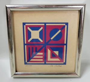 Serigrafía siroco enmarcada con impresión geométrica numerada firmada por MCM Fran DeBellas de colección - Imagen 1 de 7