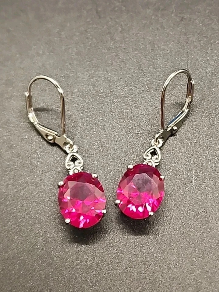 Brincos pendurados de rubi ródio sobre prata criados em laboratório vermelho 7,26 ctw DOH114 JTV NOVO NA CAIXA - Imagem 1 de 1