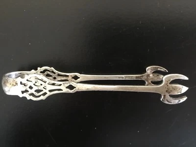 Pinzas de azúcar de plata esterlina Lunt Chippendale 1910 de colección sin monograma Foto 1 de 4