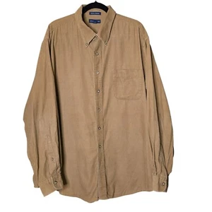 Vintage John Ashford Mens XXL Corduroy Long Sleeve Button-Down Shirt Beige Tan N - Picture 1 of 7