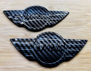 2 X🇬🇧MINI🇬🇧R50 R55 R56 CARBON FIBRE BONNET AND BOOT BADGES - Picture 1 of 1