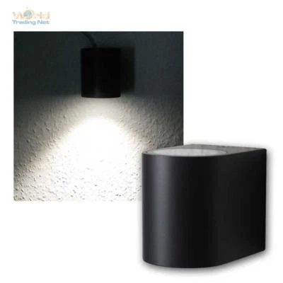 LED Wandleuchte anthrazit COB LED kaltweiß rund IP44 für Außen 230V Wandlampe - Bild 1 von 4