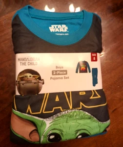 New Boys Star Wars Mandalorian The Child Pajamas 2 pc Sleep wear Set Size 8 - Picture 1 of 3