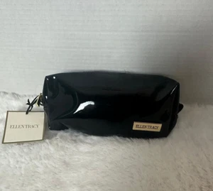 Ellen Tracy Small Travel Cosmetic Bag Womens Makeup Case Black - Picture 1 of 8