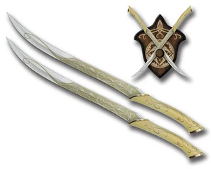 TWIN Lord of the rings Legolas Elf Fighting Knife Swords With Plaque - Picture 1 of 3