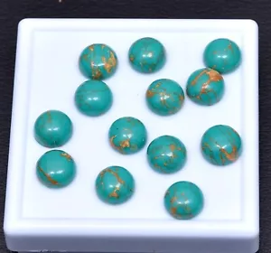 12 Pcs Lot Green Copper Turquoise- 8 mm Round Cabochon Loose Gemstone - Picture 1 of 6