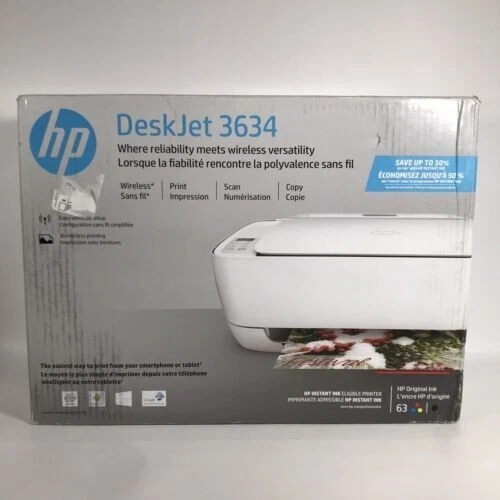 HP DeskJet 3634 Compact All-in-One Wireless Printer (K4T93A) - Brand New. - Image 1 of 1