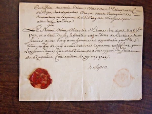 1744 MILITÄRZEUGNIS FÜR DIE KRANKEN EINES DRACHEN REGIMENT DER KÖNIGIN - Bild 1 von 2