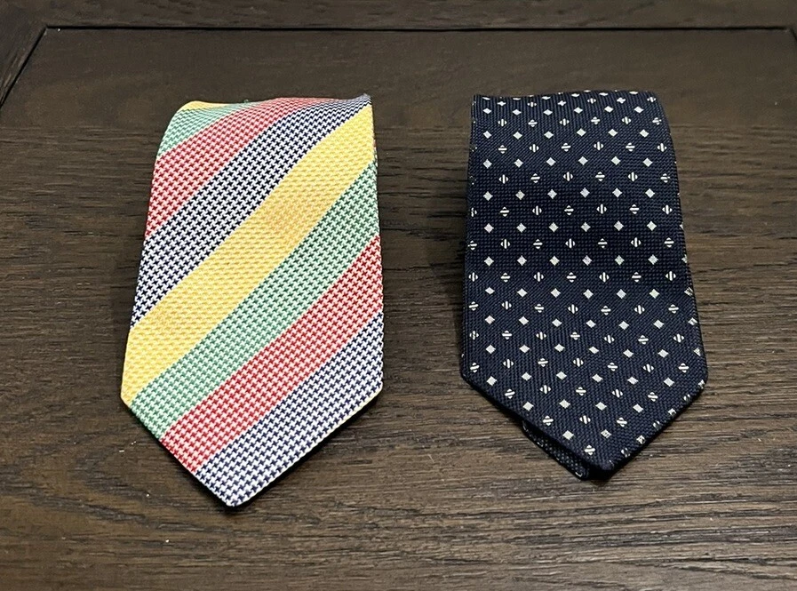 Lote de 2 corbatas Bullock & Jones Designer 109% seda hechas a mano en Inglaterra usadas en excelente estado Foto 1 de 4