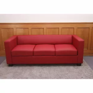 3er Sofa Couch Loungesofa Lille Leder, rot - Bild 1 von 2