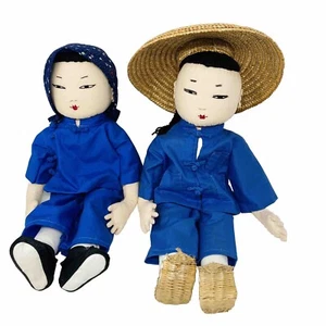 Ada Lum Stoffpuppen 1940er Shanghai 20 Zoll Bauer & Frau EUC asiatische Puppe - Bild 1 von 13