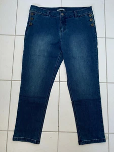 KATIES SIZE 14 COTTON STRAIGHT LEG ZIP FLY BUTTON POCKET BLUE DENIM 7/8 JEANS - Picture 1 of 2