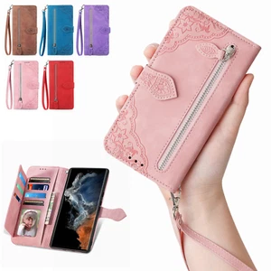 For Samsung Galaxy A73 A54 A05 A33 A14 Flip Leather Zipper Wallet Phone Case - Picture 1 of 33