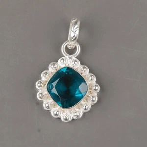 Colgante de piedras preciosas de apatita de plata de ley 925 hecho a mano joyería india para mujer - Imagen 1 de 10
