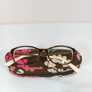 Vera Bradley Eye Glasses & Zip Case Brown Small Frames Floral Small Face Face - Picture 1 of 10