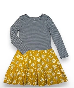 Tea Collection Striped Floral Tiered Skirted Twirl Dress Girls Mixed Media 7 EUC - Picture 1 of 7