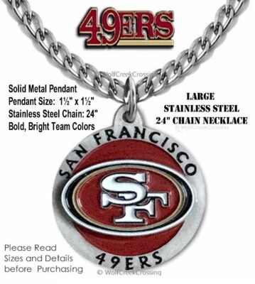 SAN FRANCISCO 49ERS NECKLACE - Stainless Steel Chain NFL Football #1 Fan HOT!' - Image 1 of 4