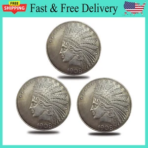 3X Antique Liberty Indian Head Ten-Dollars Coin & Uncirculated Morgan Dollar Old - Picture 1 of 7