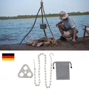 Edelstahl Stativ Camping Kochen Grill Dreifuß Lagerfeuer Outdoor Kochtopfhalter - Bild 1 von 12
