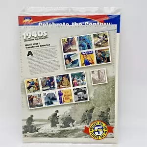 Celebrate the Century 1940s WWII Era USPS Fifteen 33 Cent US Stamps Sheet Sealed - Picture 1 of 6