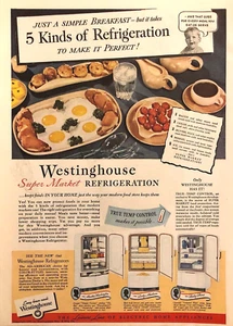 WESTINGHOUSE REFRIGERATORS—VINTAGE 1940s MAGAZINE ADVERTISEMENT—PRINT AD - Picture 1 of 1