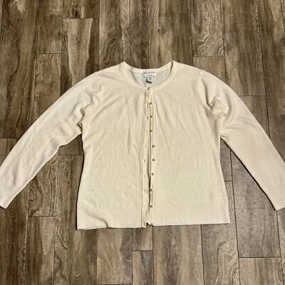 Cárdigan Covington Marfil Para Mujer Talla XL Perla Abotonada Manga Larga Suave Foto 1 de 4