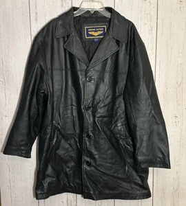 Airborne Leathers 100% Genuine Leather Long Coat Size Large - Picture 1 of 4