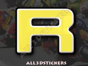 Autocollant Résine Lettre R 3D Couleur Jaune Taille 50mm - Picture 1 of 1