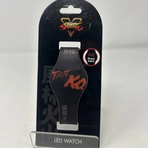 Reloj Pulsera Street Fighter V Fight KO - Digital LED Vinilo Negro De Colección - Imagen 1 de 3