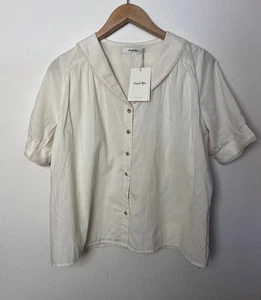 Nuevo con etiquetas Top Simple Retro Bordado Encaje Crochet Botón Para Mujer Talla Pequeña Marfil - Imagen 1 de 7