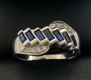 BEAUTIFUL 18CT WHITE GOLD SAPPHIRE DIAMOND RING SIZE M1/2 - Picture 1 of 20
