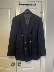 Balenciaga Double Breasted Blazer Navy Wool Brass Buttons 42 US 52 EUR - Picture 1 of 15