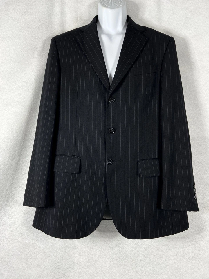 Blazer De Colección Guy Laroche Para Hombre 40R Negro Abrigo Deportivo Traje a Rayas Chaqueta Mezcla de Lana Foto 1 de 4