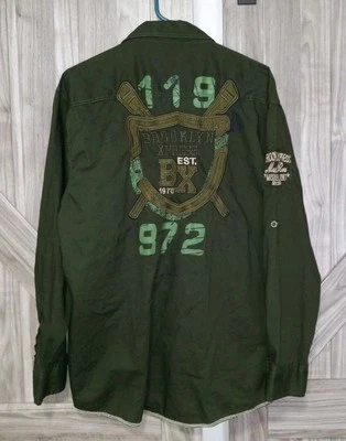 Men's Brooklyn Express Olive Green Button Up Shirt Size Large - Image 1 of 4