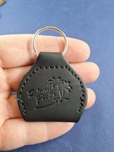 Island Picks Mini Pocket Black Leather Keychain Key Ring Hangtag Palm Trees *5FB - Picture 1 of 3