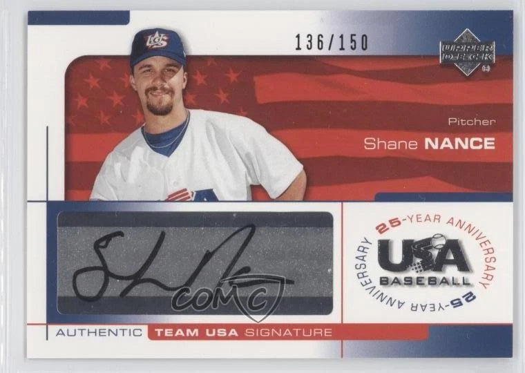 2004 USA Baseball 25-Year Anniversary Signatures Black Ink /150 Shane Nance Auto - Image 1 of 2