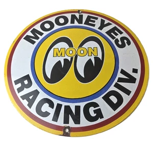 Letrero de bomba de gas de porcelana vintage Moon Eyes - Speed Drag Race Division - Imagen 1 de 14