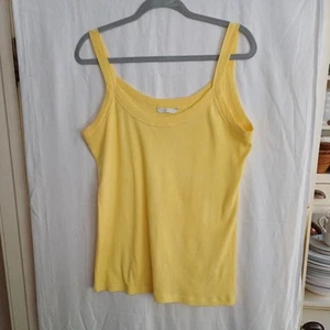 Women's MATALAN Yellow Ripped Wide Strap Thin Summer Tank Top Size 20 - Picture 1 of 4