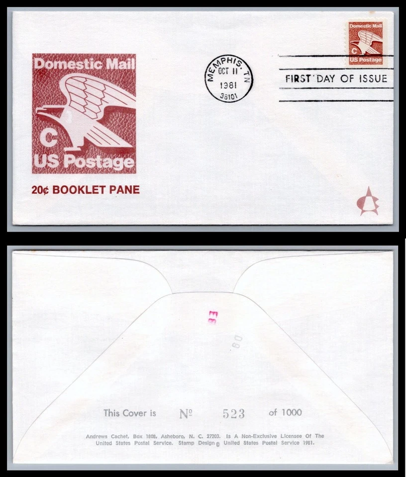 US FDC # 1948 "C" Rate (20c) Eagle From Booklet Andrews  S.Cancel 1981, 9Q1168 - Image 1 of 1