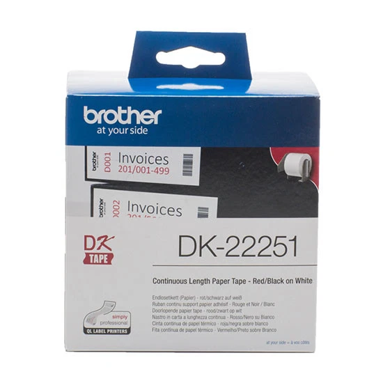 Brother Genuine DK22251 Red Or Black on White Continuous Film Roll  62mmx15.24m - image 1 of 1