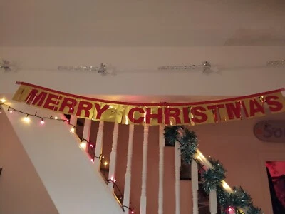 Vintage "MERRY CHRISTMAS" 5ft Foil Banner 90s Y2K - FAST POST FOR CHRISTMAS! - Image 1 of 4