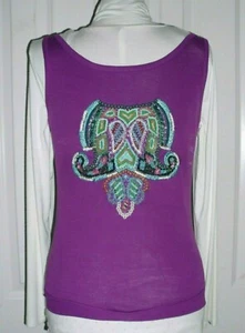 CUSTO BARCELONA WOMEN'S EMBELLISHED TANK TOP SILK SCREEN PRNT US SIZE SMALL - Picture 1 of 6