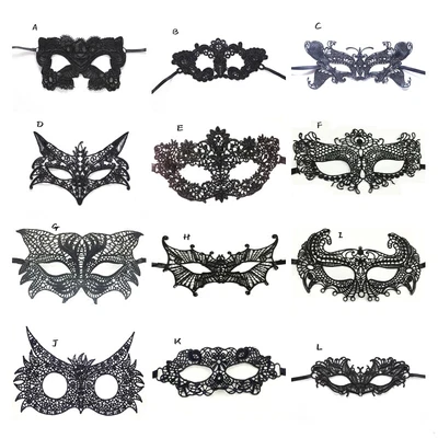 Maschera veneziana nera occhio Halloween festa pizzo cosplay sex toys fantasia - Immagine 1 di 4