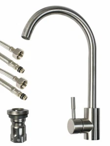 Rubinetto miscelatore per lavello cucina a canna alta satinato per lavandino - Foto 1 di 2
