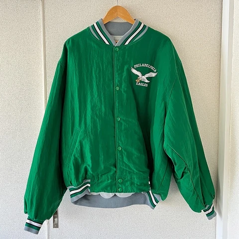 Vintage Philadelphia Eagles NFL Authentic Starter Nylon Jacket Green Size 2XL Cover
