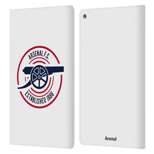 OFFICIAL ARSENAL FC CREST AND GUNNERS LOGO LEATHER BOOK CASE FOR AMAZON FIRE - Picture 1 of 12