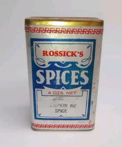 RARE Rossick's Pumpkin Pie Spice Tin Vintage Bremerton WASH. Paper Label - Picture 1 of 6