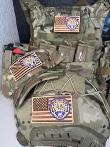 Military Combat American Flag LSU Tigers football Patch W Vlcro - Picture 1 of 7